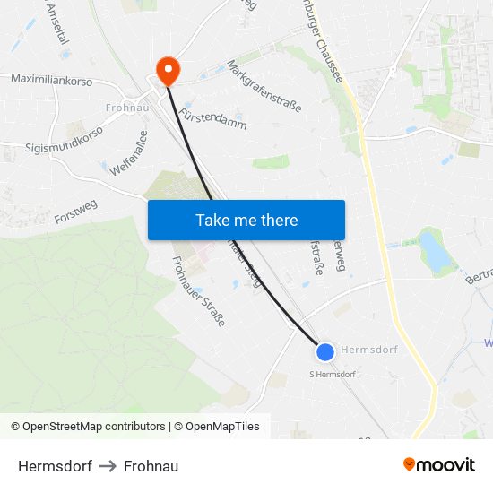 Hermsdorf to Frohnau map