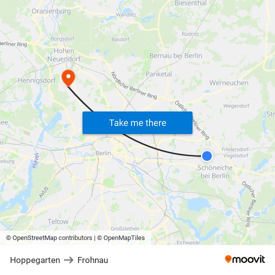 Hoppegarten to Frohnau map