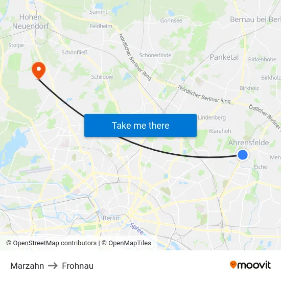 Marzahn to Frohnau map