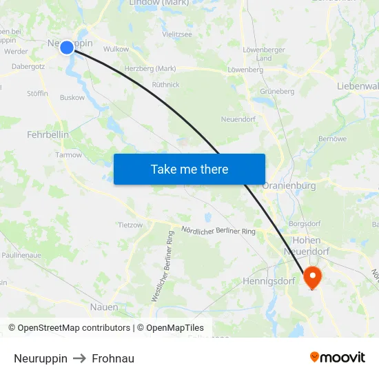 Neuruppin to Frohnau map