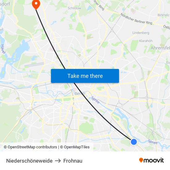 Niederschöneweide to Frohnau map