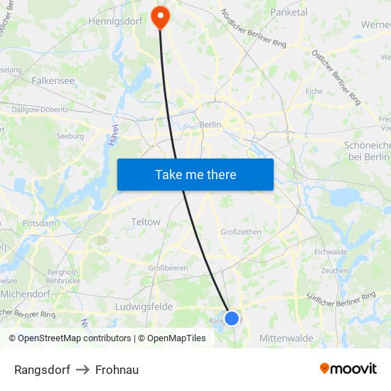 Rangsdorf to Frohnau map