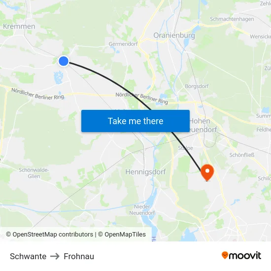 Schwante to Frohnau map