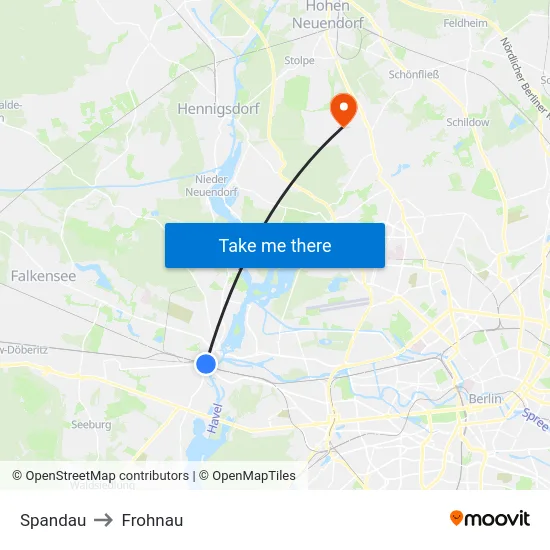 Spandau to Frohnau map