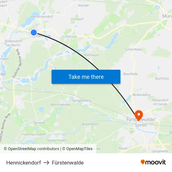 Hennickendorf to Fürstenwalde map