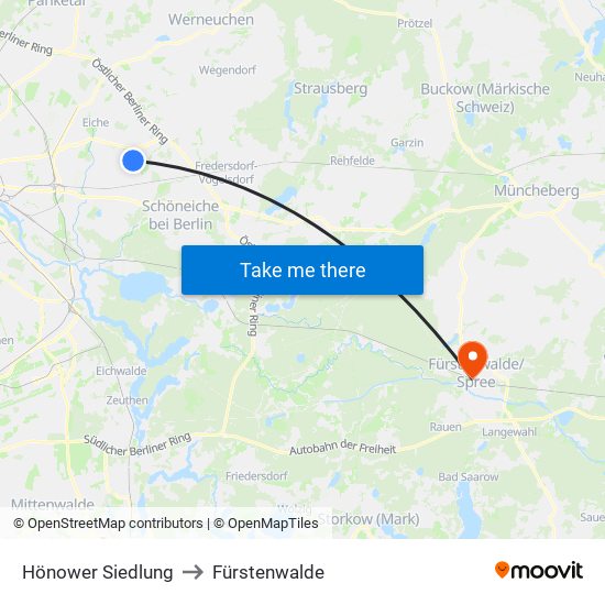 Hönower Siedlung to Fürstenwalde map