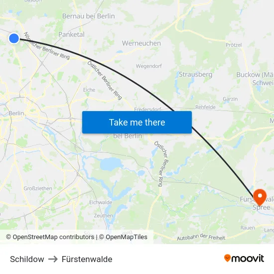 Schildow to Fürstenwalde map