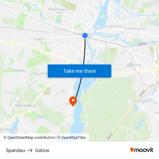 Spandau to Gatow map