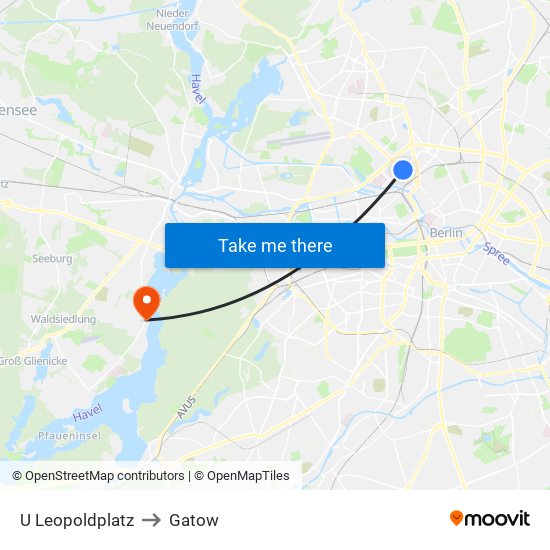 U Leopoldplatz to Gatow map