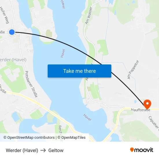 Werder (Havel) to Geltow map