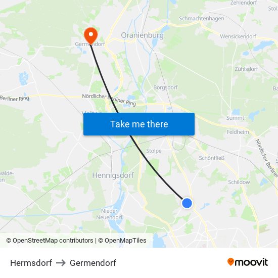 Hermsdorf to Germendorf map