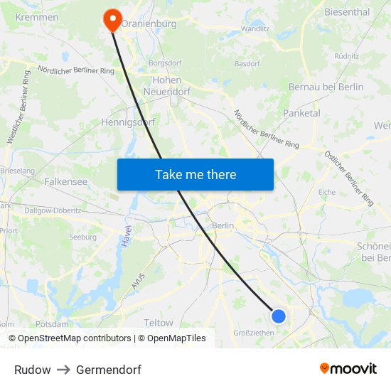 Rudow to Germendorf map