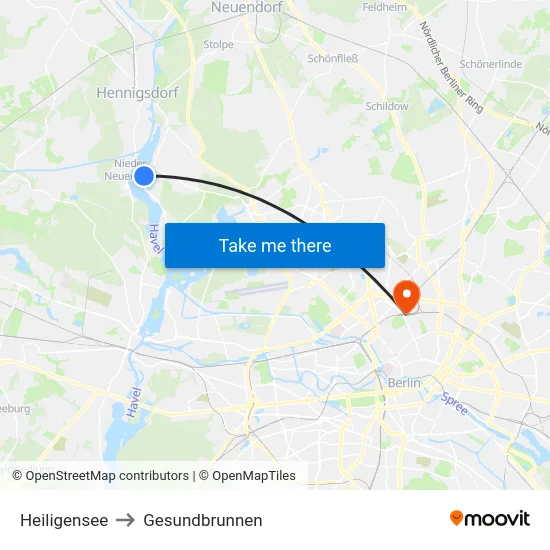 Heiligensee to Gesundbrunnen map