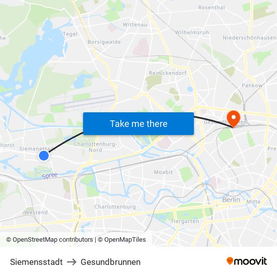 Siemensstadt to Gesundbrunnen map