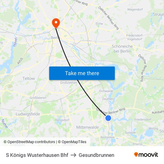 S Königs Wusterhausen Bhf to Gesundbrunnen map
