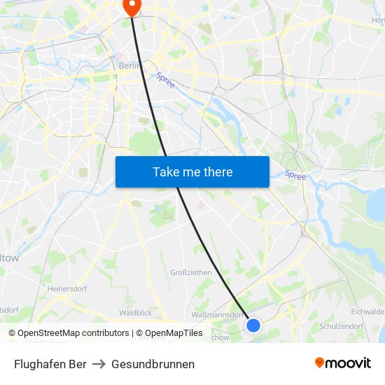 Flughafen Ber to Gesundbrunnen map