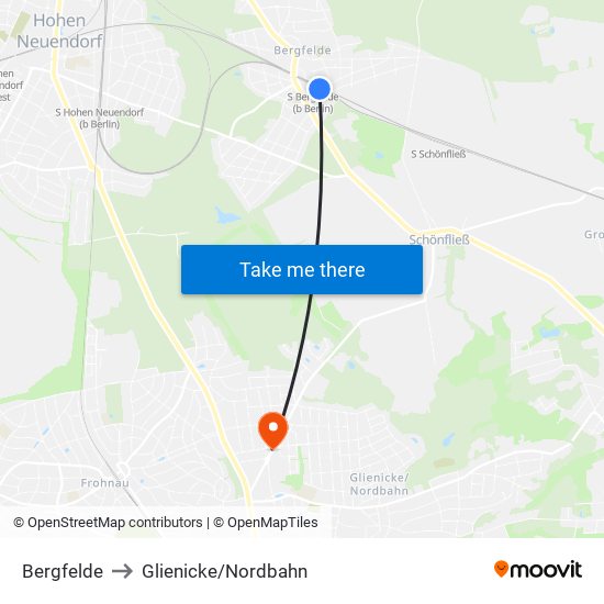 Bergfelde to Glienicke/Nordbahn map
