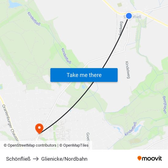 Schönfließ to Glienicke/Nordbahn map