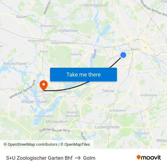 S+U Zoologischer Garten Bhf to Golm map