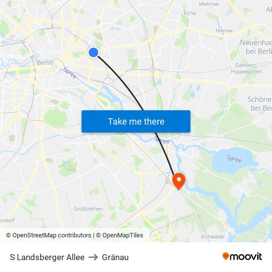 S Landsberger Allee to Gränau map