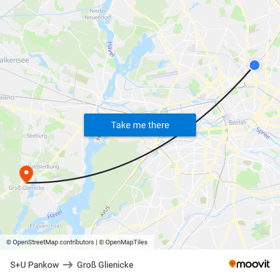 S+U Pankow to Groß Glienicke map