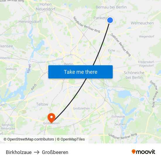 Birkholzaue to Großbeeren map