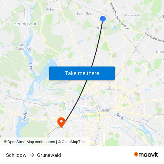 Schildow to Grunewald map