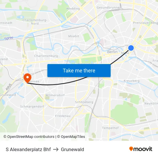S Alexanderplatz Bhf to Grunewald map