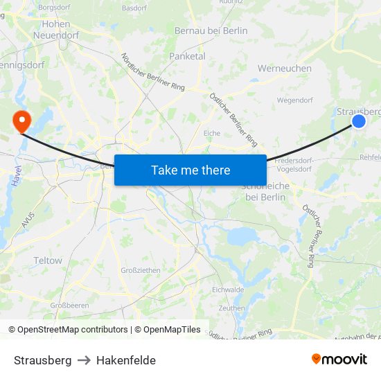 Strausberg to Hakenfelde map