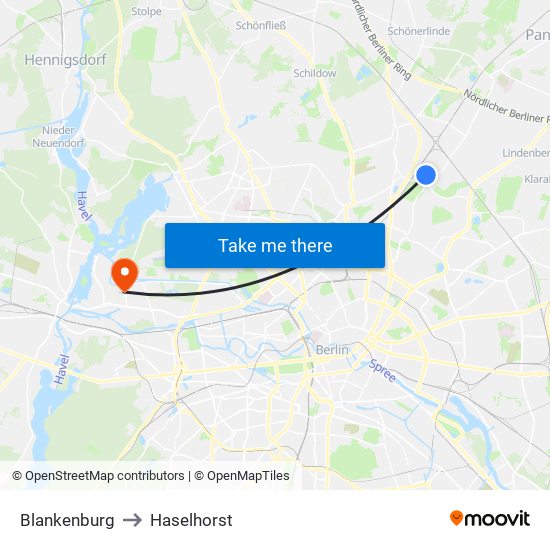 Blankenburg to Haselhorst map