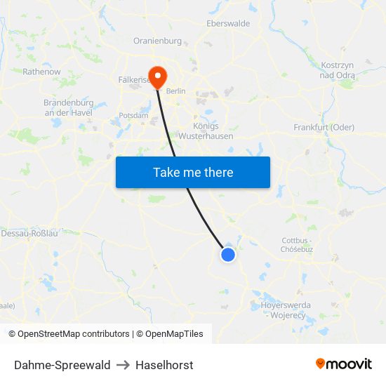 Dahme-Spreewald to Haselhorst map