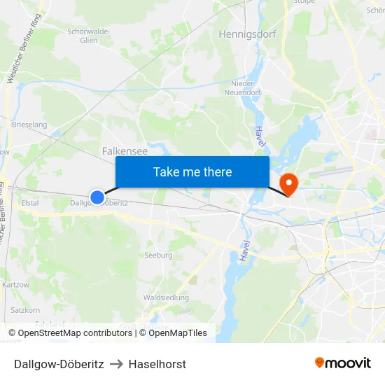 Dallgow-Döberitz to Haselhorst map