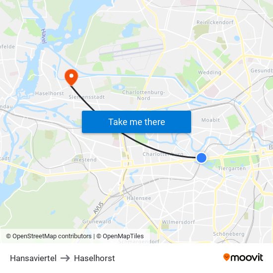 Hansaviertel to Haselhorst map