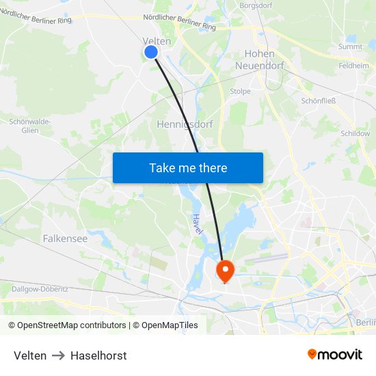 Velten to Haselhorst map