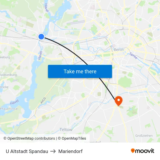 U Altstadt Spandau to Mariendorf map