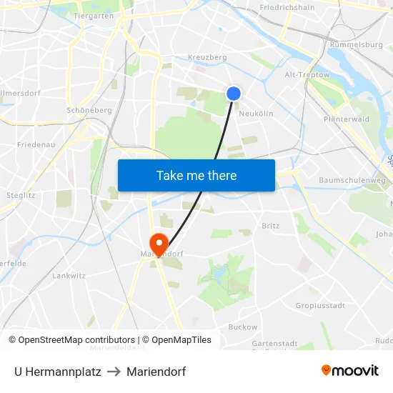 U Hermannplatz to Mariendorf map