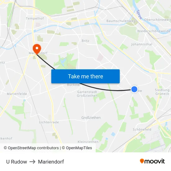 U Rudow to Mariendorf map