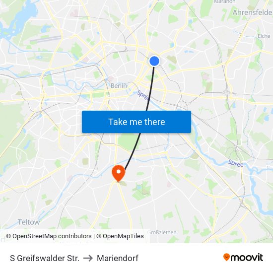 S Greifswalder Str. to Mariendorf map