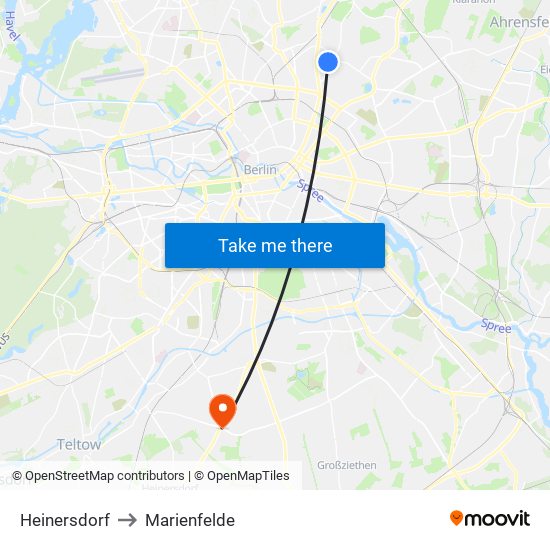 Heinersdorf to Marienfelde map