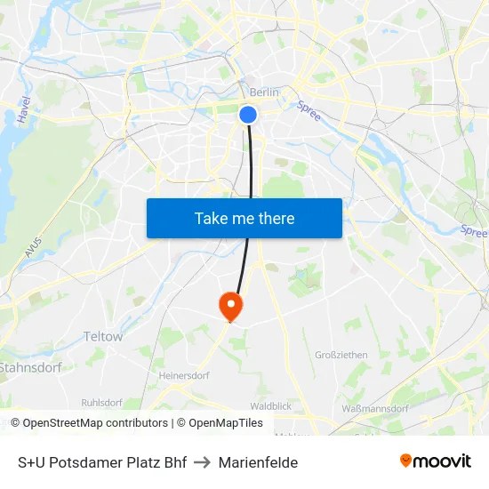 S+U Potsdamer Platz Bhf to Marienfelde map