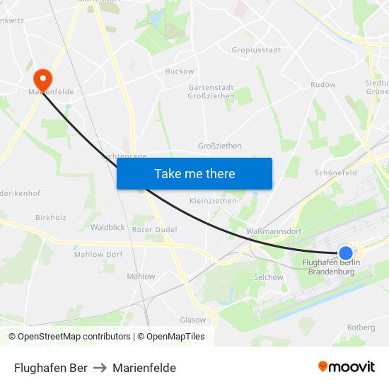 Flughafen Ber to Marienfelde map