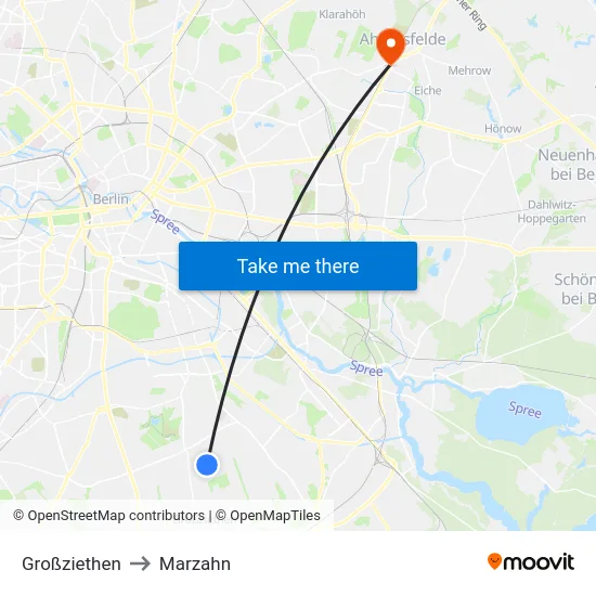 Großziethen to Marzahn map