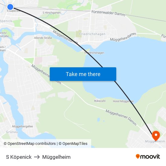 S Köpenick to Müggelheim map