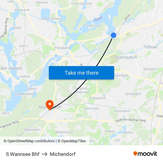 S Wannsee Bhf to Michendorf map