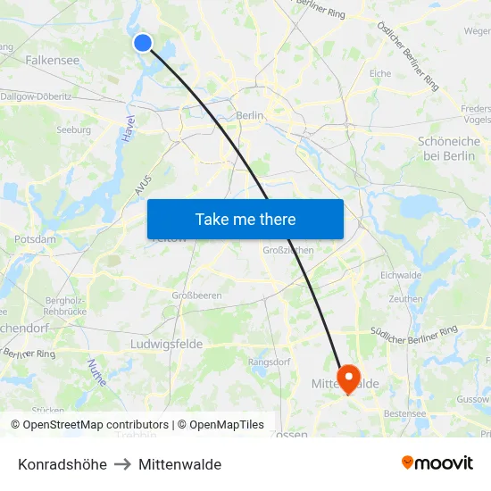 Konradshöhe to Mittenwalde map