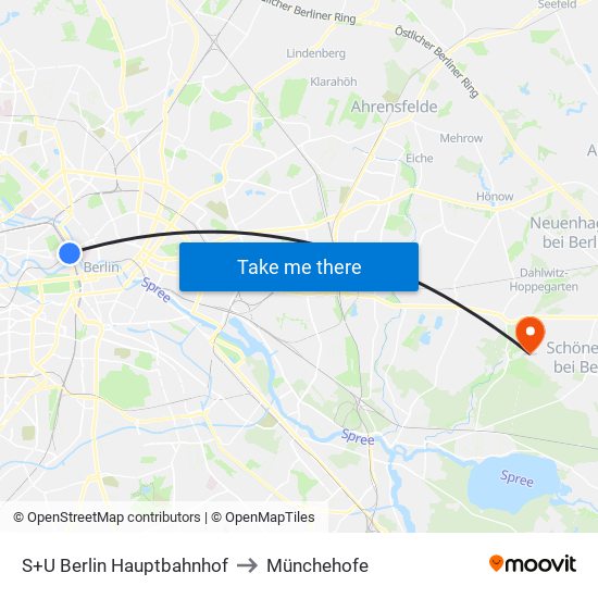 S+U Berlin Hauptbahnhof to Münchehofe map