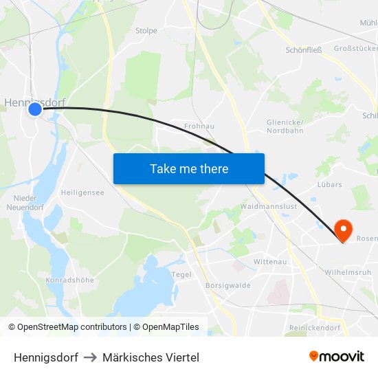 Hennigsdorf to Märkisches Viertel map