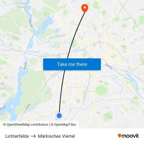 Lichterfelde to Märkisches Viertel map