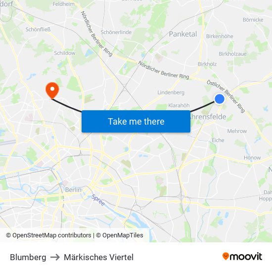 Blumberg to Märkisches Viertel map