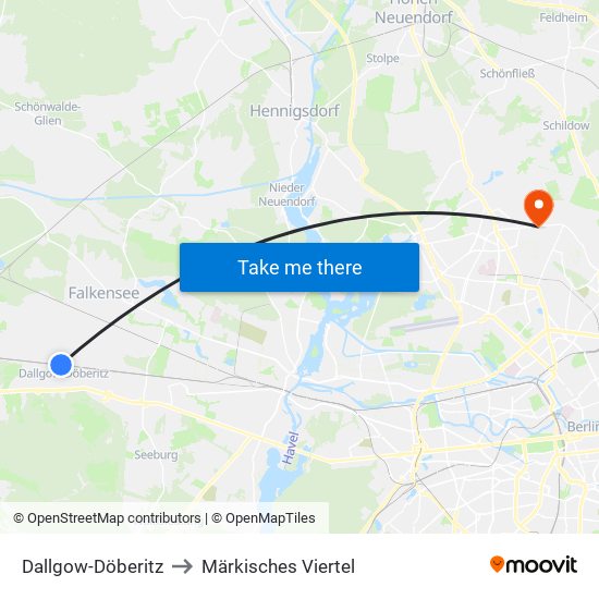 Dallgow-Döberitz to Märkisches Viertel map
